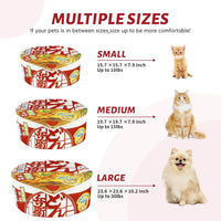 寵幸 Ramen Noodle Cute Cat Bed, Soft Warm Washable Kitten Bed - 15.7"L x 15.7"W x 7.9"Th / red - image 2