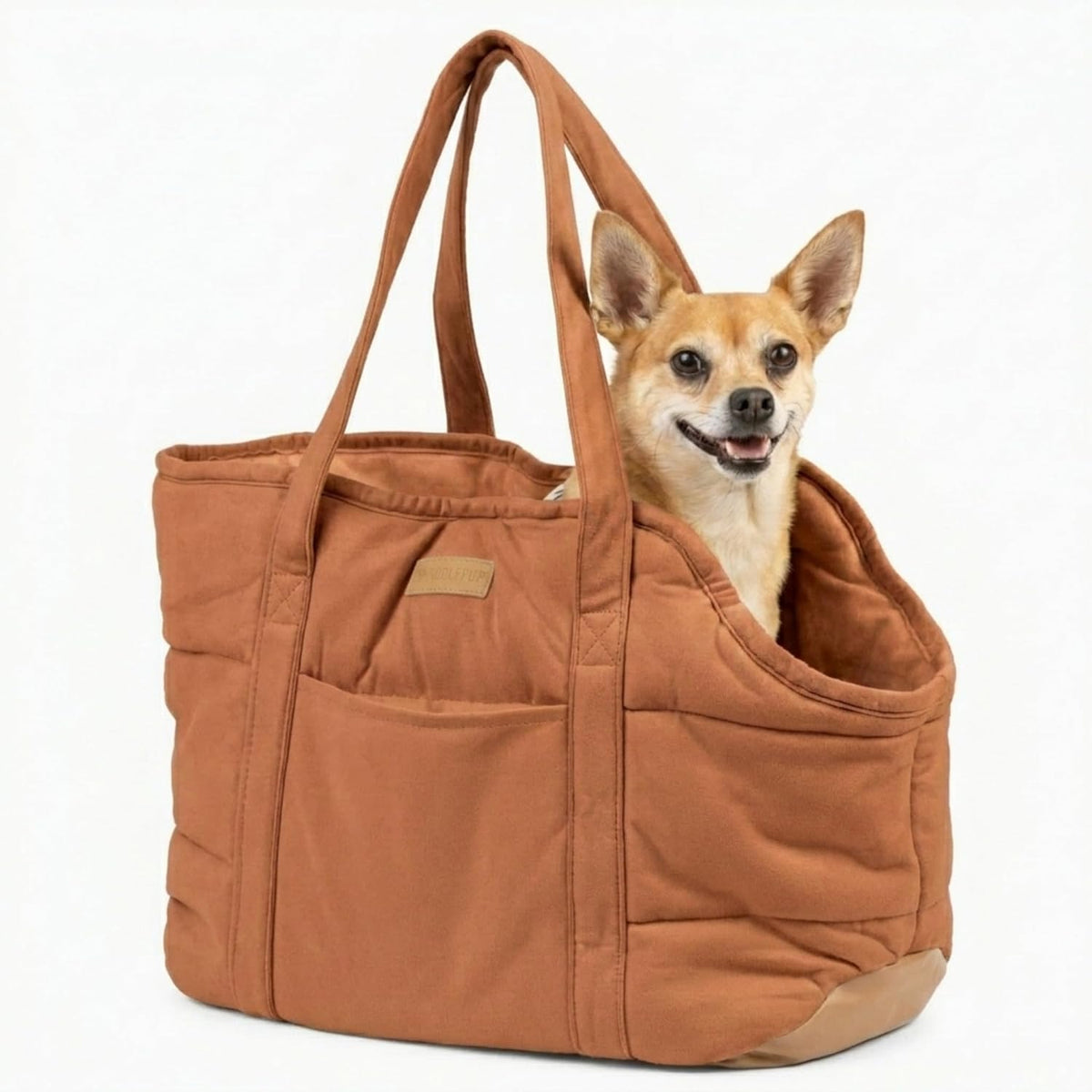 Plush Dog Purse Carrier for Small Dogs, Soft Tote, Black – Essentials for Dogs - Plush Brown