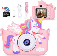 Alotwan unicorn kids camera with silicone case, 2.4-inch screen and lanyard