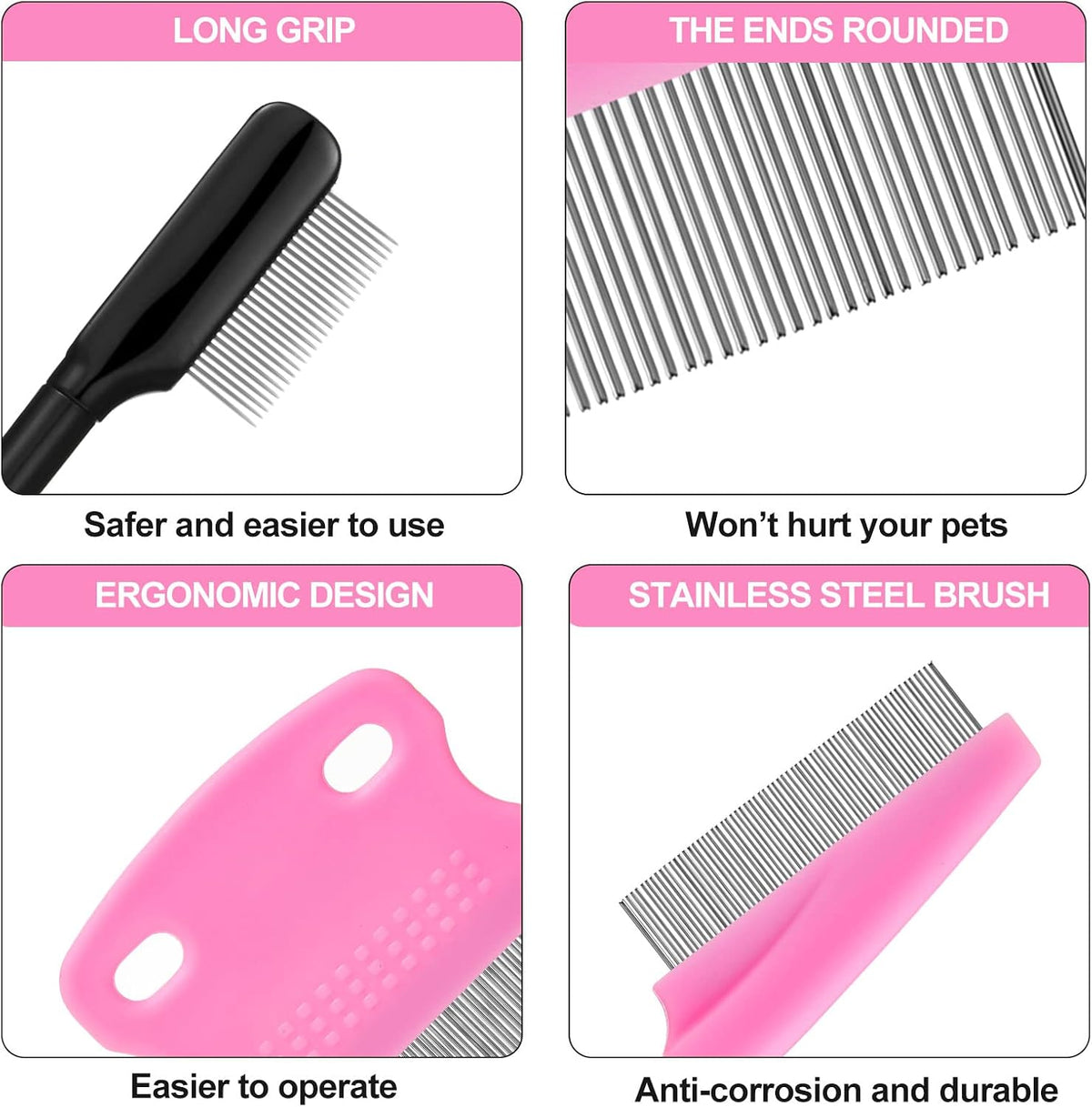 5 Pieces Dog Eye Combs Tear Stain Remover Combs Pet Grooming Comb - Pink, Black - image 3