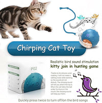 Interactive Cat Toys Ball - 2025 New Gen with Smart Obstacle Avoidance,Bird Chirps & Auto Wake-Up,Includes 1 Speedy Tail 2.0 Ropes, Ideal Kitten Toys for Bored Indoor Cats (Blue)