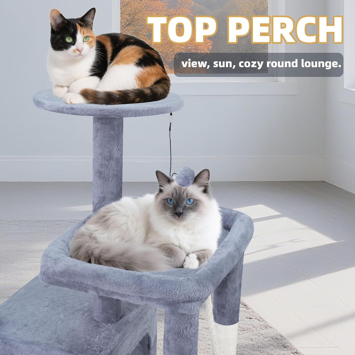 TWDEPART 37.5" All-in-One Cat Tree Tower with Scratching Board - 37.5'' / Grey - image 3