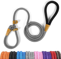 Dog Leash Slip Lead Braided Rope Pet Training Loop Leashes 5ft 6ft 8ft – Essentials for Dogs - Grey / Slip Lead-3/8in x 6ft Small