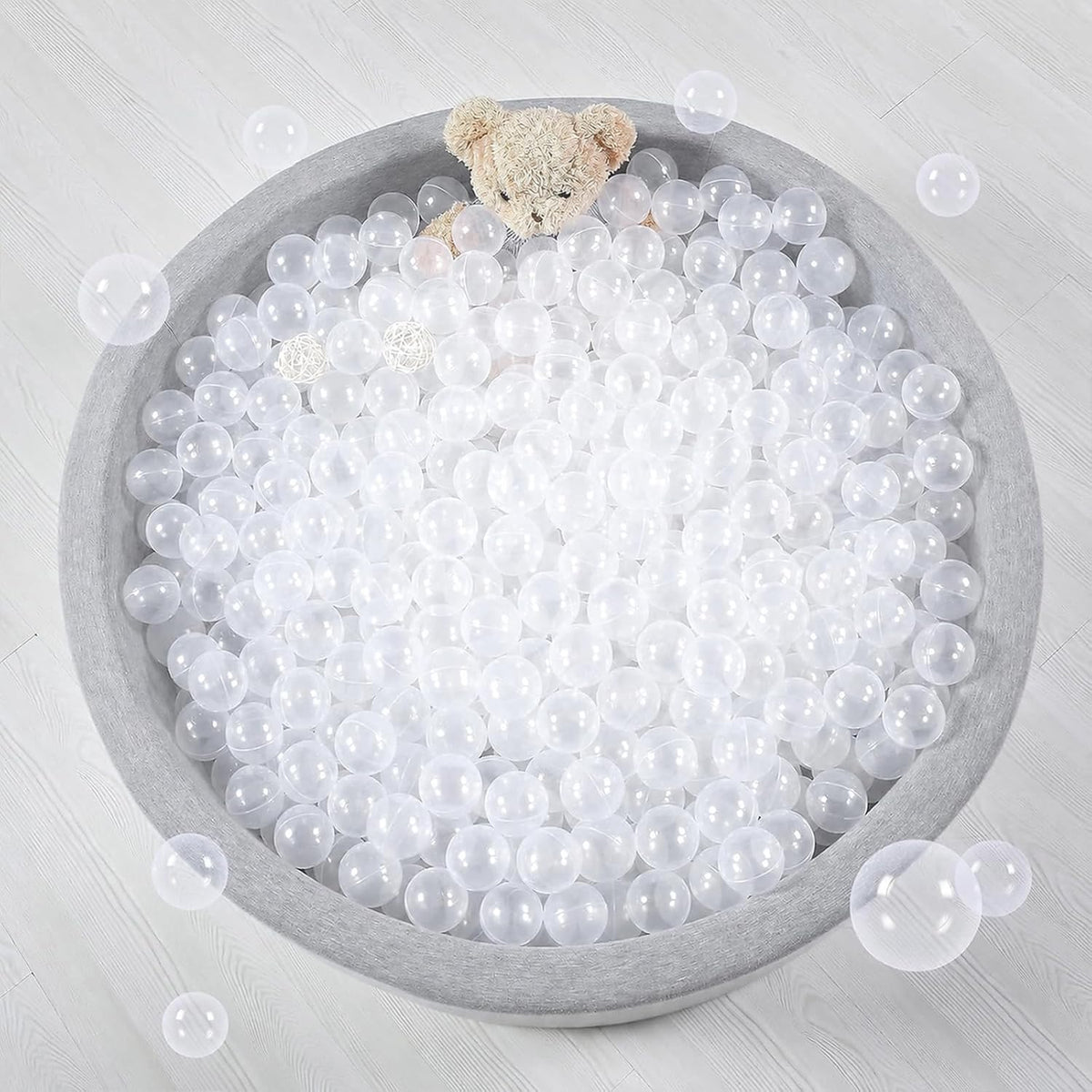 Ball Pit Balls for Kids, Plastic Refill 2.2 Inch Balls - Transparent - image 2