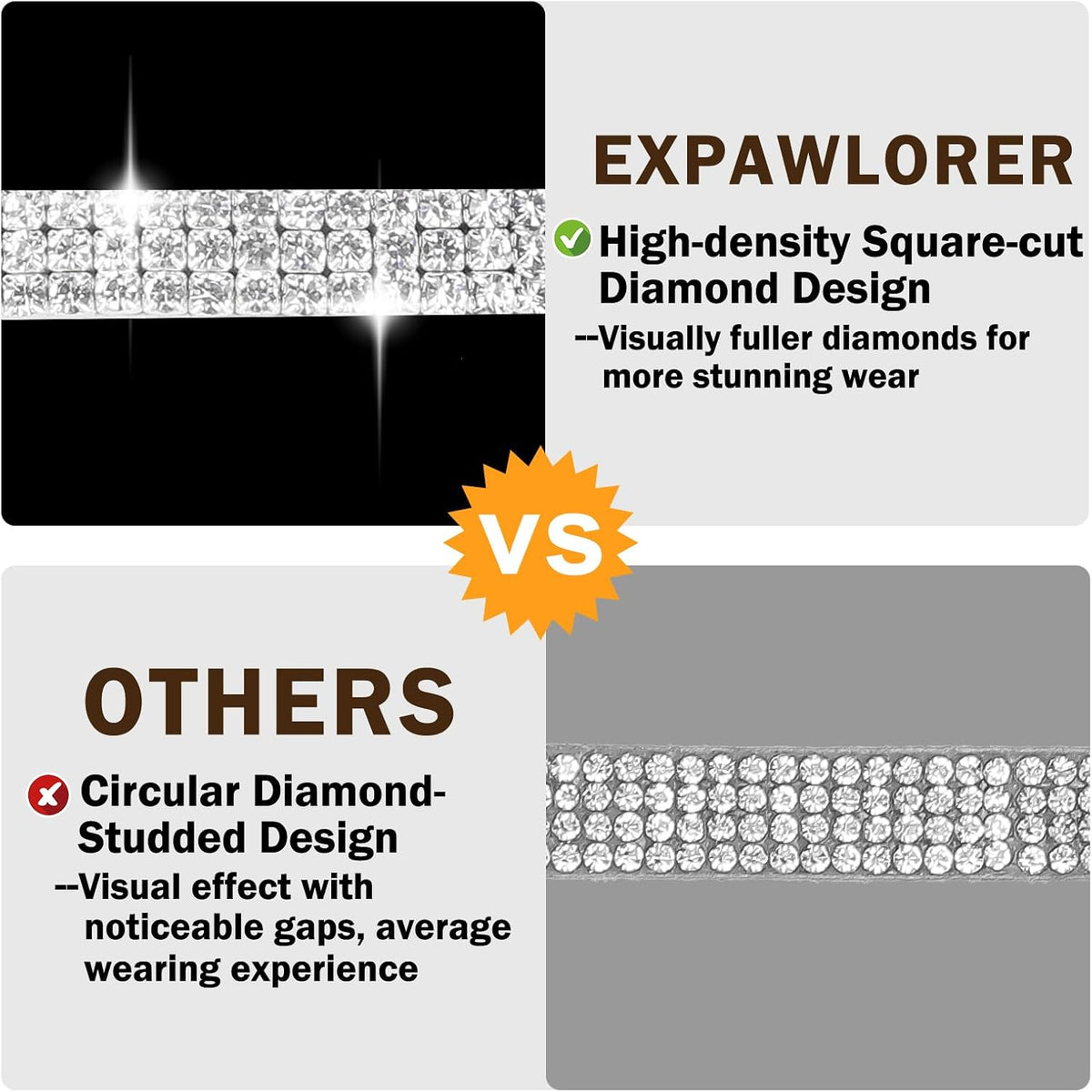 2 Pack Soft Velvet Safe Bling Diamond Cat Collars with Bells – Essentials for Cats - Black / 7"-9" For Cats - image 4