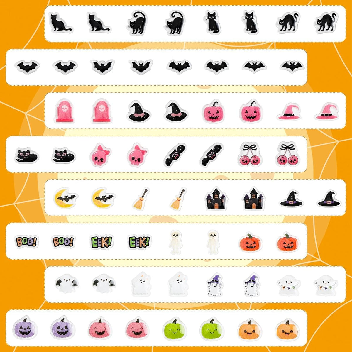 AUGSUN 240 Pcs Halloween Stick on Earrings for Little Girls – Fun for Kids & Family - Halloween - image 2