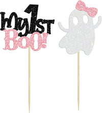 Ephlyn 24 white glitter ghost cupcake toppers for Halloween desserts - view 27
