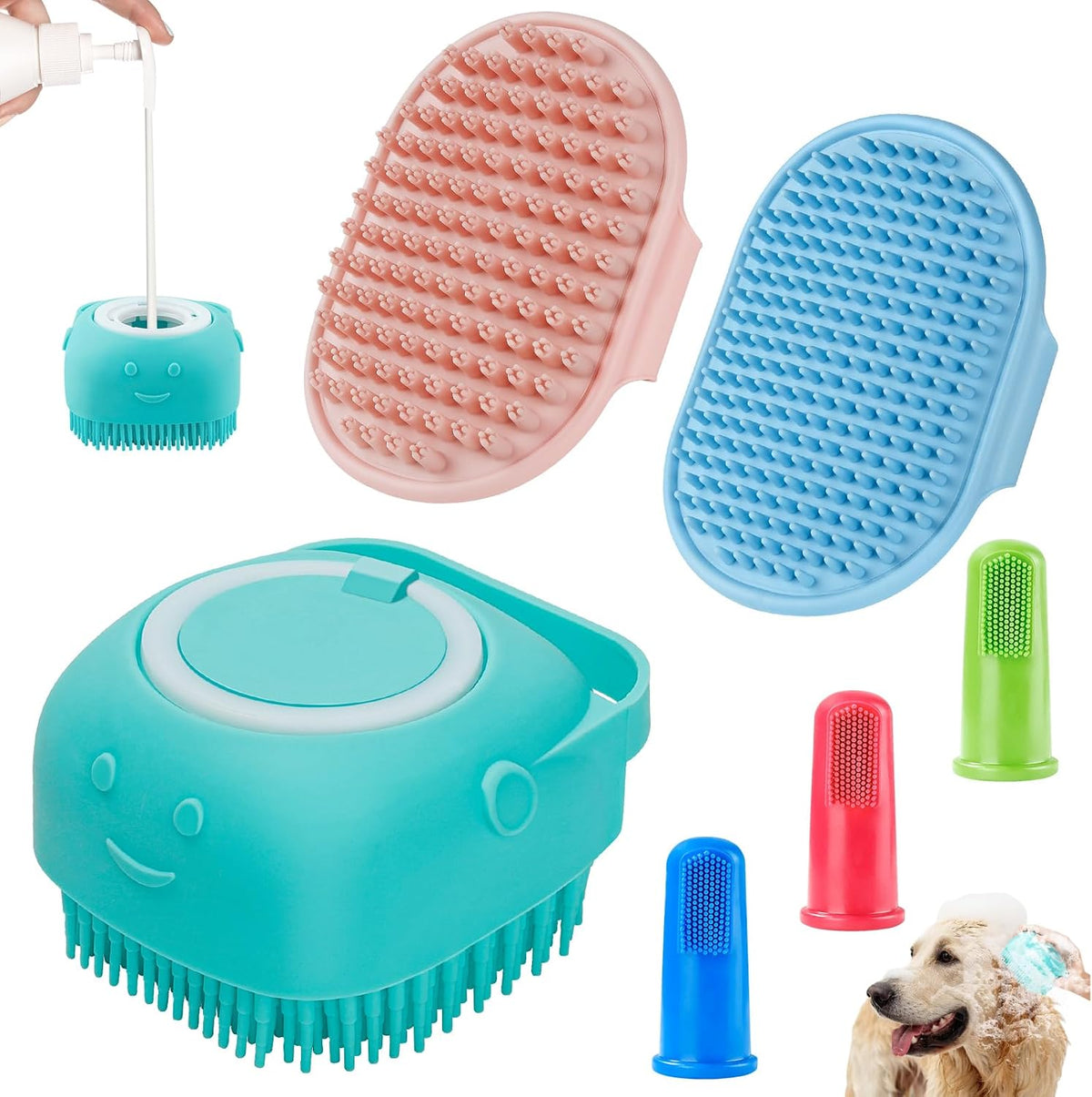 3-in-1 Dog Grooming Brush - Blue Blue Blue