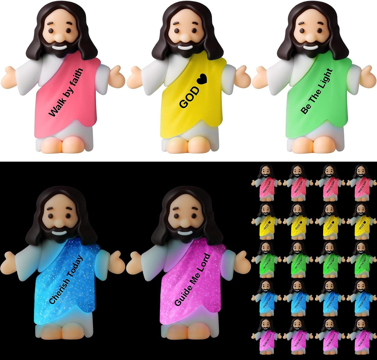 CroBlissful 50 little Jesus figurines that glow in the dark, five colors - view 9