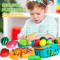 100 PCS Cutting Play Food Toy for Kids Kitchen - Blue - image 4