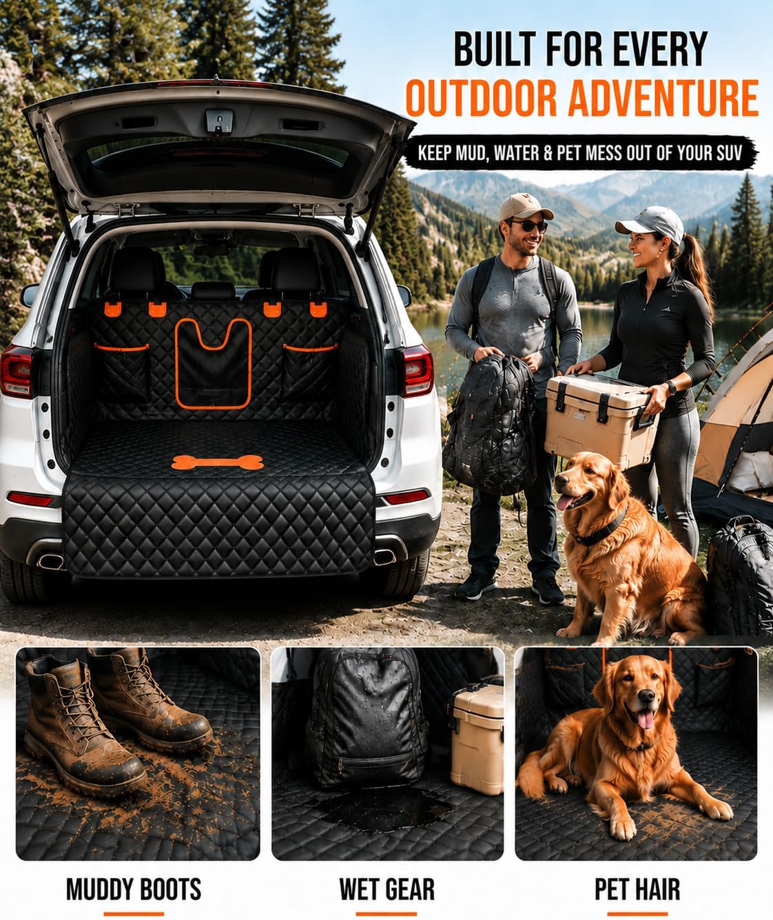 SUV Cargo Liner for Dogs,Waterproof Dog Trunk Cover with Side Flaps – Essentials for Dogs - Bone Pattern / L - image 3