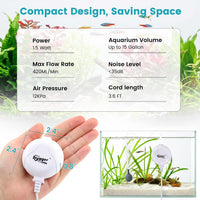 hygger Quiet Mini Air Pump for Aquarium 1.5 Watt Oxygen Fish Air Pump - White - image 3
