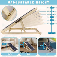 Dog Ramp for Bed, 6 Adjustable Height from 13.8" to 25.6", Folding Portable Wooden Pet Ramp for Small Dogs - Non-Slip High Traction Dog Ramp for High Bed Couch and Car Up to 200lbs