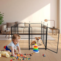 Tall Garden Fence,Wide Gate Low Threshold Fence for Garden, 32in(H) 4 Panels Total 8.9 Ft(L) Animal Barrier Fence, Flower Bed Fencing, Dog Fences Outdoor for Yard