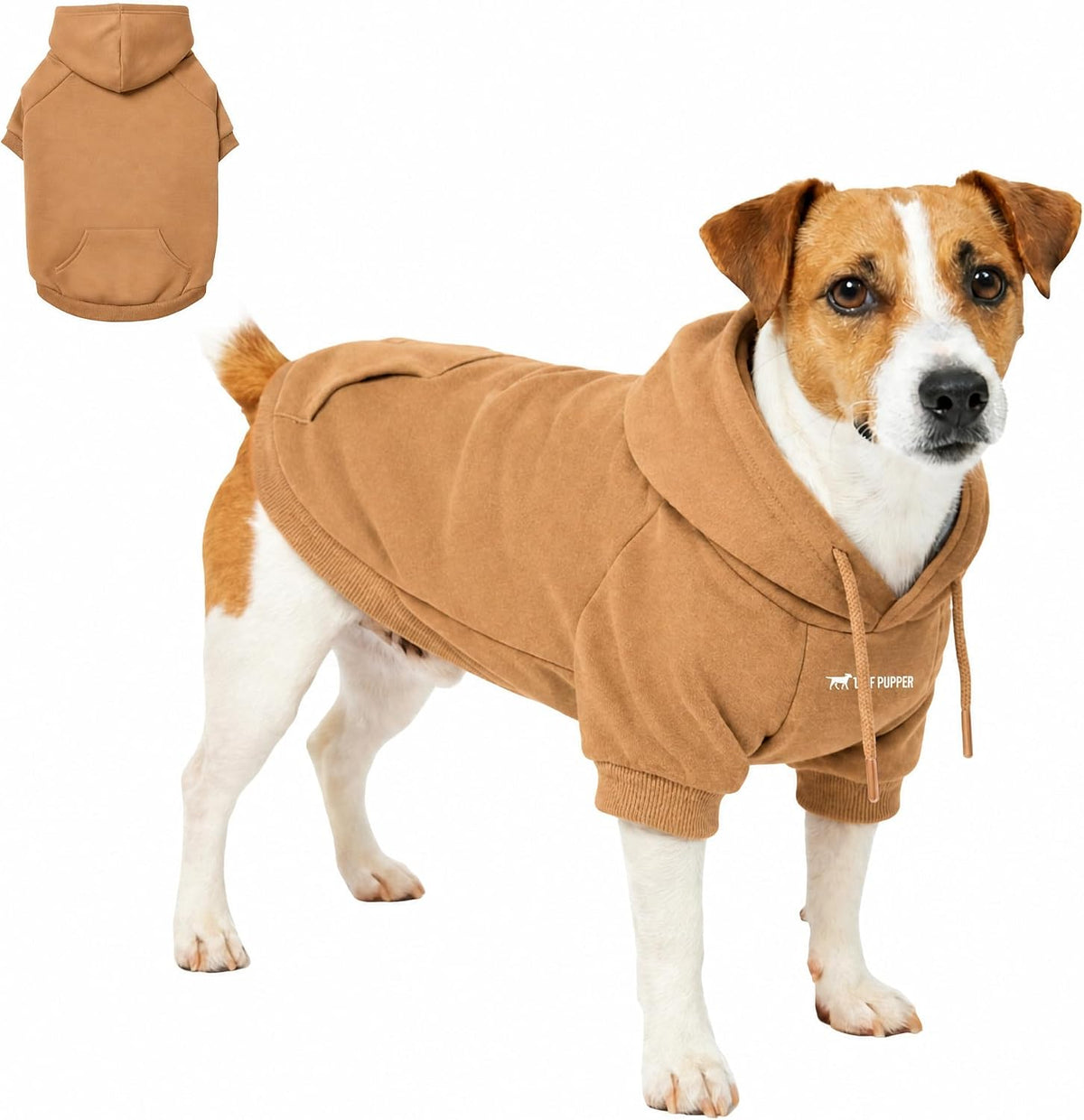 Tuff Pupper Dog Hoodie, Premium Quality Insulated Fabric - Caramel / Small (15-25 lbs)