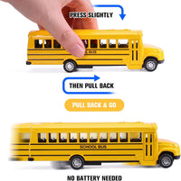 DUNRIOG 2 pack yellow die-cast pull back school bus toys, 5.5 inches long - view 2