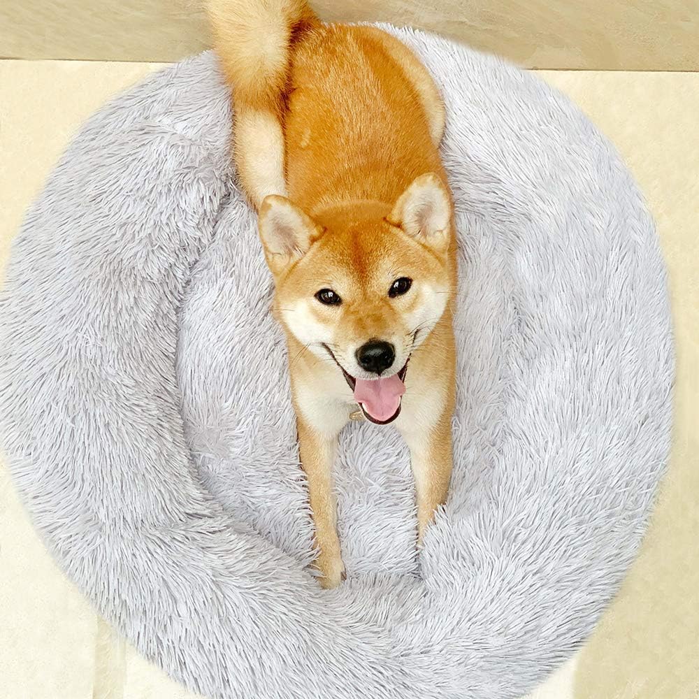 Cat Bed for Indoor Cats, Mini Plush Self Warming Kitten Bed - Large 28'' / Light Grey - image 3