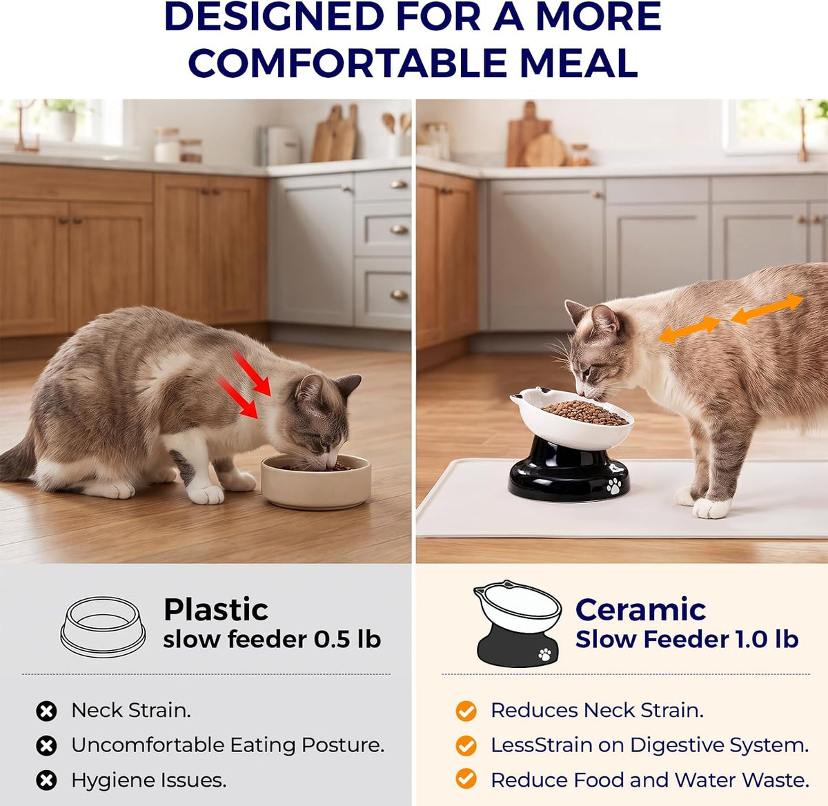 Y YHY Ceramic Cat Slow Feeder - White / 6 inches - image 4