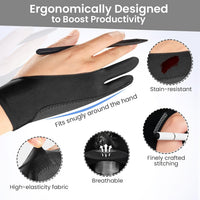 Artist Drawing Glove: 3-Layer Palm Rejection for iPad & Drawing - Midnight Ink(4 Pack) / Medium - image 4