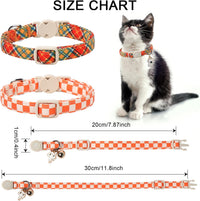 Halloween Cat Collar-2Pack Autumn Pumpkin Kitten Collars-Funny - FallOrange&OrangeGrid - image 3