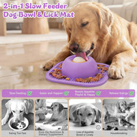 Slow Feeder Dog Bowls & Lick Mat for Liquid and Thick Treat - Medium / Purple - image 2