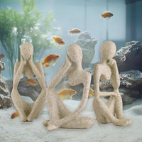 Minimalist Thinker Statue, Fish Tank Decor - 3 Pcs Thinker Statue