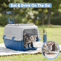 DUMOS 23" Hard-Sided Pet Carrier for Small Pets - Blue / 22.4"L x 14.6"W x 13.0"H - image 4