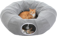 PEQULTI Beige Donut Cat Tunnel Bed Washable Plush Mat Multi for Small - New Gray