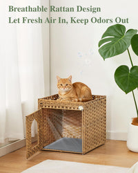 Cat Litter Box Enclosure Furniture, Hidden PE Rattan - Natural / Standard - image 3