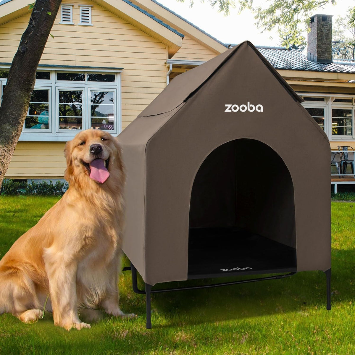 Zooba Large Dog House Outdoor - Brown / X-Large: 48 inch