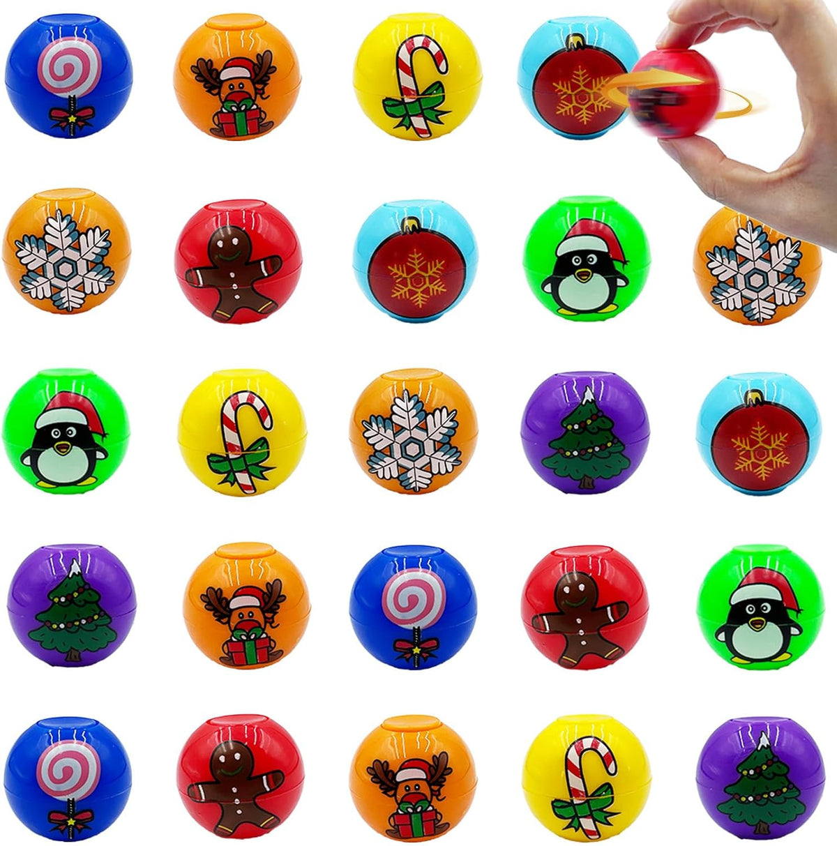 CHHOEAV Halloween mini fidget spinner balls with pumpkin, skeleton, bat and ghost prints - view 2