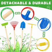 Magic4U 22 piece kids gardening tools set with shovel, rake, gloves and apron - view 7