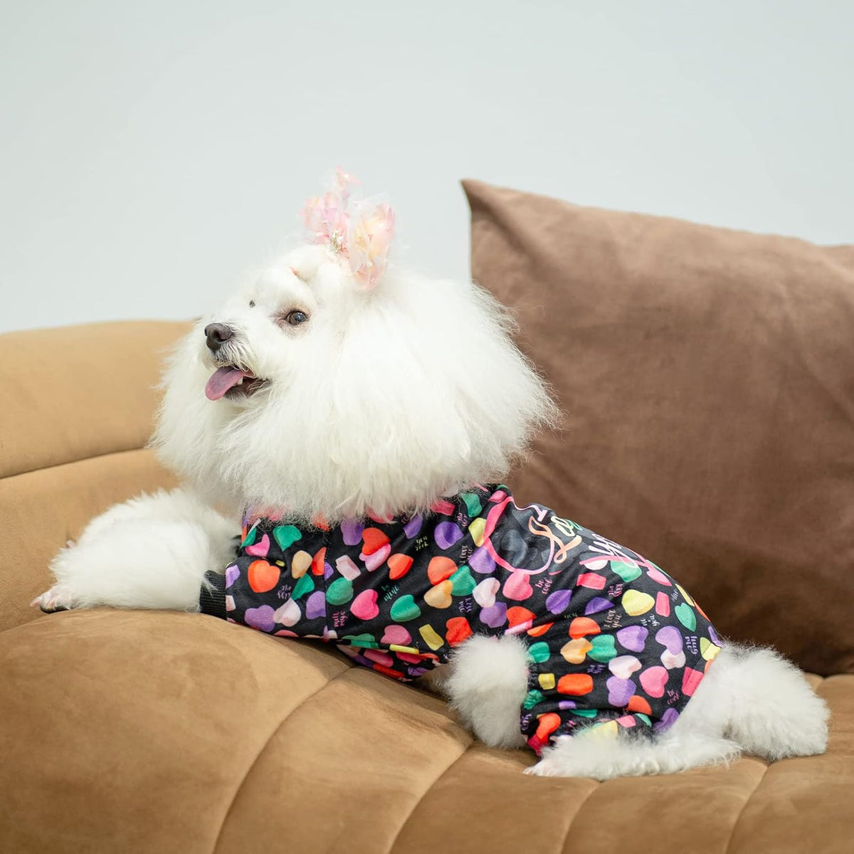 CuteBone Small Dogs Outfit Soft Puppy Onesies Pjs Christmas Dog - I love u / X-Small - image 2