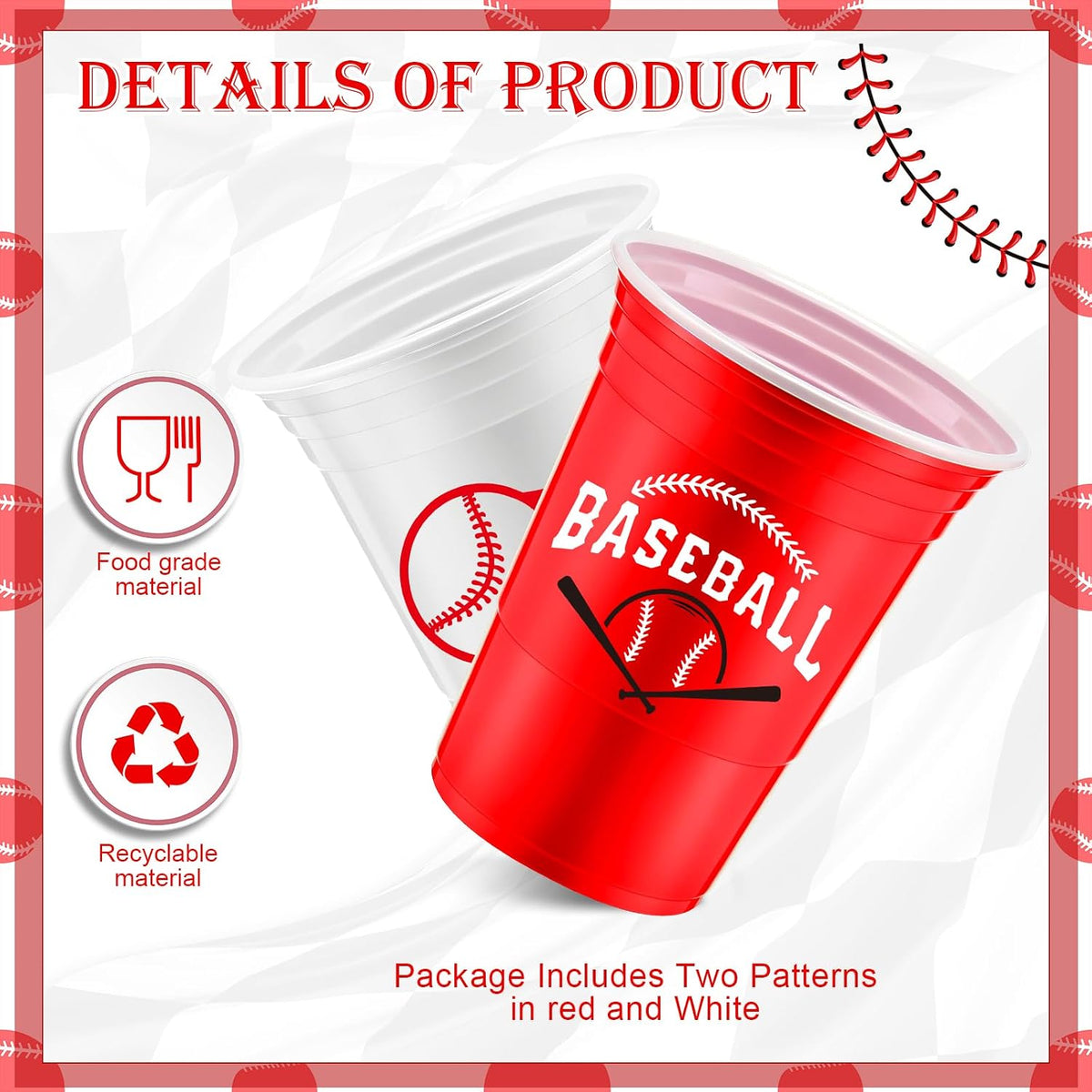 Norme 48 Pcs Checkered Flag Plastic Cups - Baseball - image 2