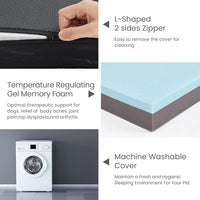 Orthopedic Memory Foam Bed for Large Dogs, Waterproof Cooling Pet Mats for Crate with Removable Washable Cover,Ideal for Arthritic Dogs (Large-35"x 22" x 3", Rose Plush+Blanket)