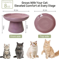 VCEPJH Elevated Cat Bowls 6.1in Wide Shallow Ceramic Raised Food Dish – Essentials for Cats - Purple(Pack of 2) - image 4