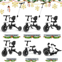 Glaf white toddler tricycle with parent push handle - view 7