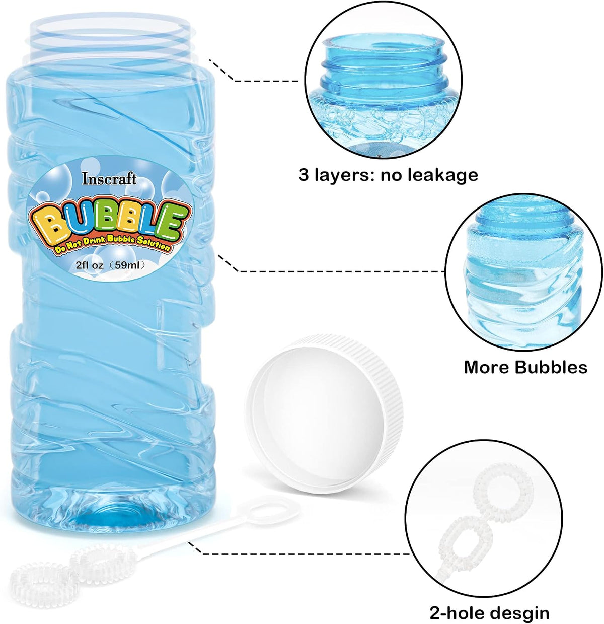 INSCRAFT Bubble Wand, Summer Toys, Wedding - 30 Pcs 2oz Bubbles Solution Bulk - image 2