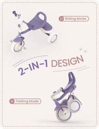 besrey Toddler Tricycle with Bell - Dark Purple - image 2