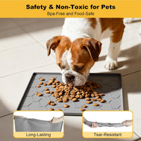 Pieviev Silicone Dog Cat Food Bowl Mat, Waterproof Raised Edge - S-16''X12'' / Light Gray - image 3