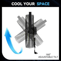 2600 CFM 14 inch Outdoor High Velocity Wall Mounted Fan, 3-Speed Metal Fans with IP44 Enclosure Motor, Industrial Grade Weatherproof Wall Fan for Patio, Greenhouse, Garage, and Gazebo