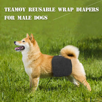 Teamoy Belly Bands for Male Dogs, Washable Wrap Diapers, S - L1(16"-20"Waist) / Black+ Gray+ Blue - image 2