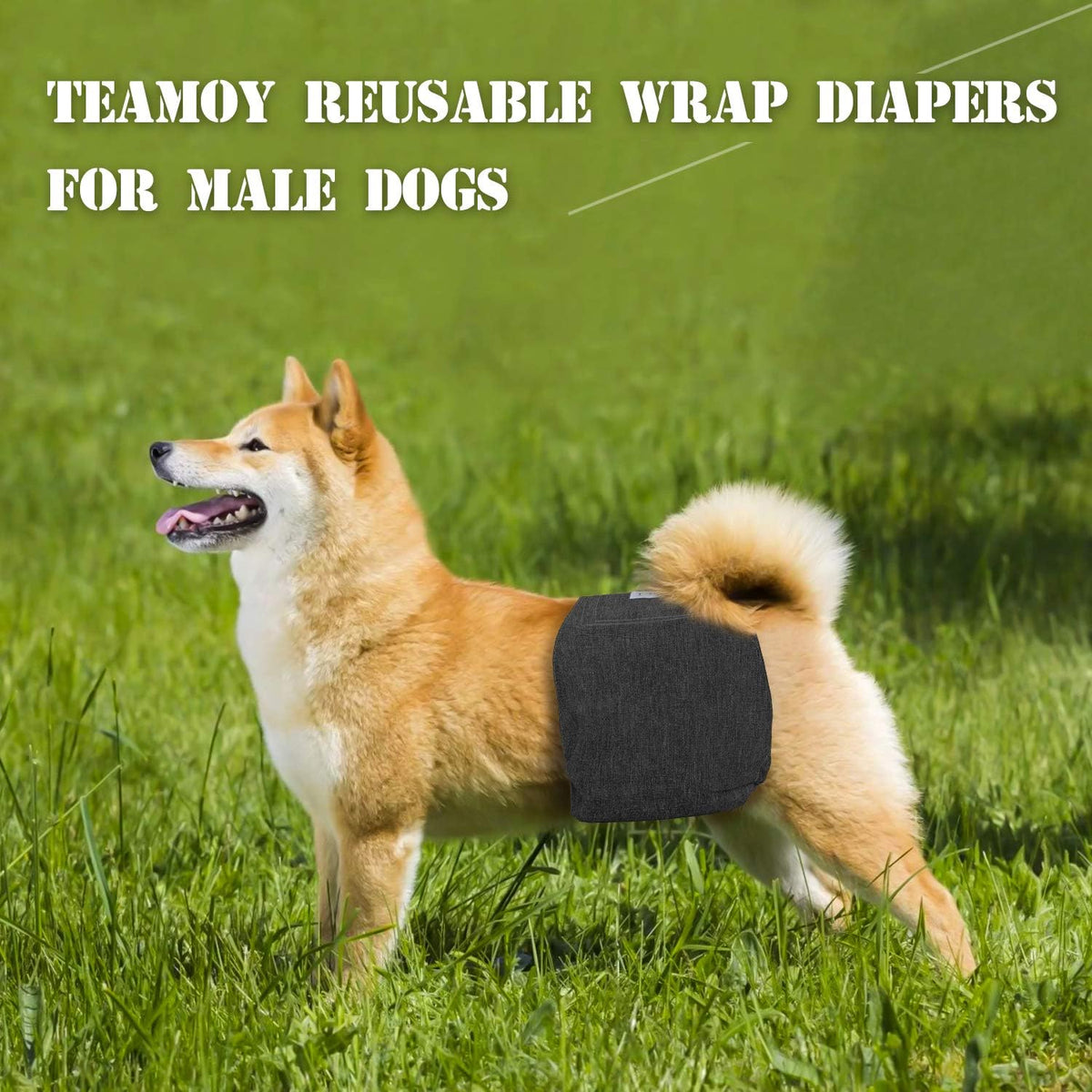 Teamoy Belly Bands for Male Dogs, Washable Wrap Diapers, S - L1(16"-20"Waist) / Black+ Gray+ Blue - image 2