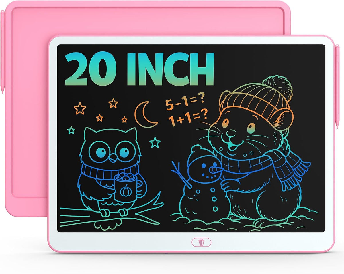 10 Inch LCD Writing Tablet for 3-8 Year Olds - Pink / 20 inch