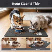 PADOOR Pet Feeding Mat-Absorbent Dog Mat for Food and Water Bowl-No - 12"x19" / Dark Grey - image 3