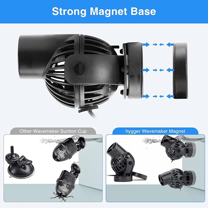 hygger Wave Maker with Controller for Feeding, 792 GPH Ultra-Silence Aquarium Powerhead with Strong Magnet Suction Base for Freshwater or Saltwater Fish Tank, 360° Rotating Aquarium Wavemaker Black