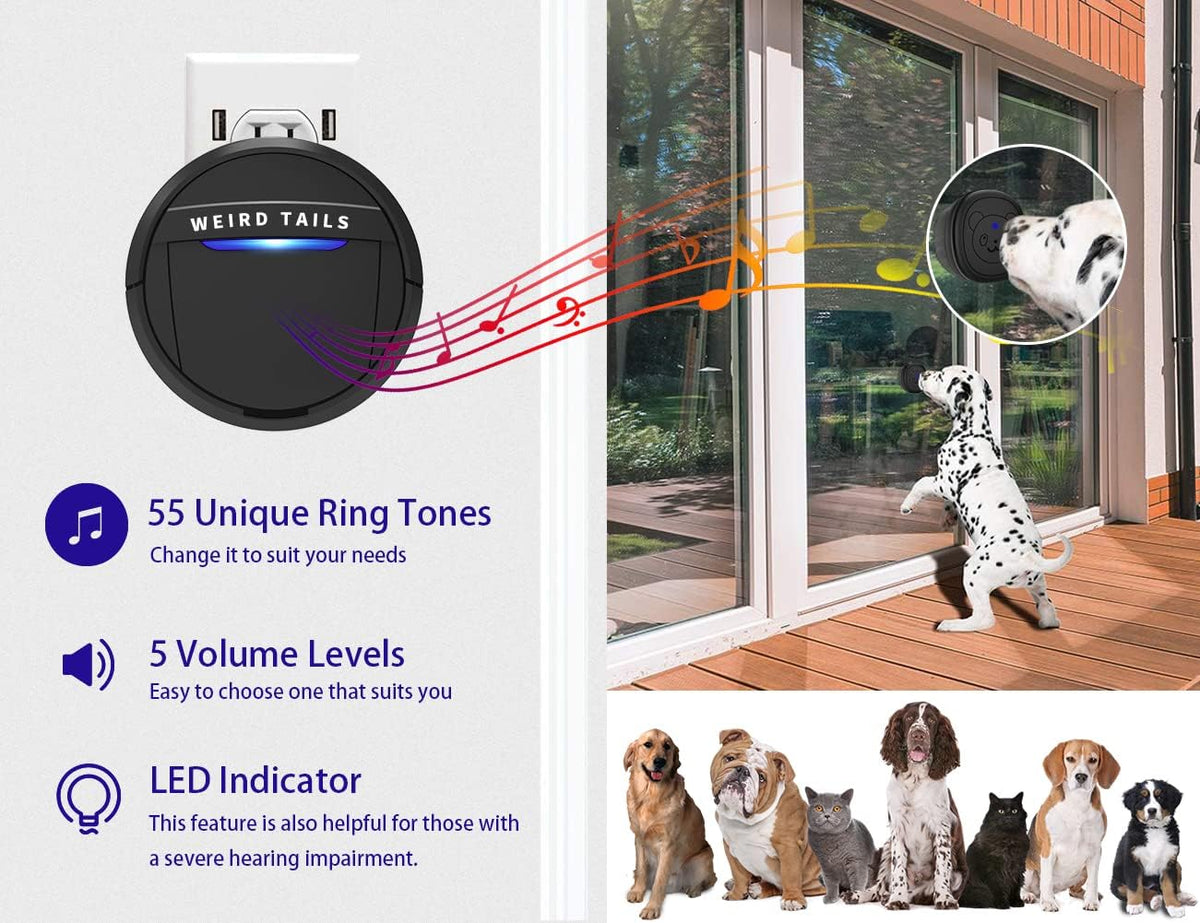 Wireless Doorbell, Dog Bells for Potty Training IP55 Waterproof Doorbell Chime Operating at 950 - image 3