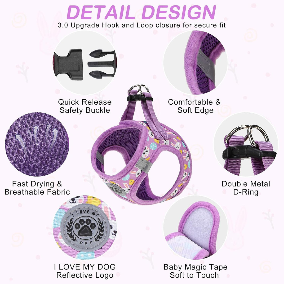 Small Dog Harness and Leash Set, No Pull Puppy Pet Vest, S - XSmall(Chest Girth 13" - 14.5") / Colorful - image 2