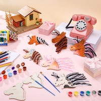Geelin 24 unfinished wooden horse cutouts with paints, brushes and colored yarn - view 16