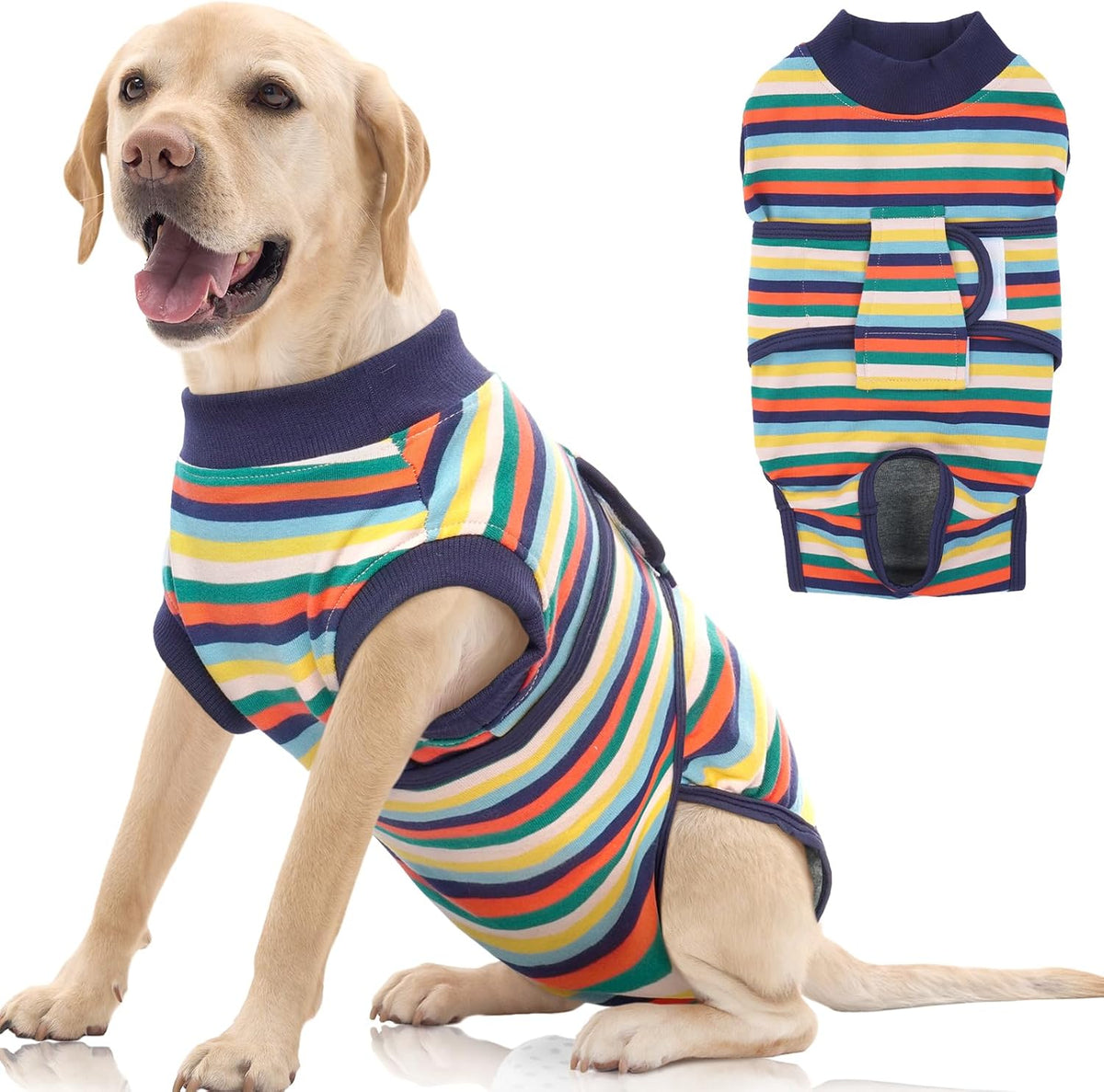Dog Surgery Suit, Surgical Suit for Dogs, Dog Onesie for Surgery – Essentials for Dogs - Xxl(back:24.8-29.5in,wt:75+lbs) / Dark Blue Stripes